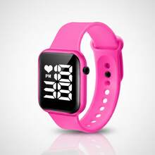 Women's Square Digital Sports Watch, Gifts, Everyday Use, Pink - 玫紅色 - 查看 2