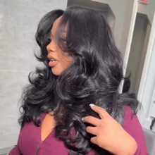 Peruca Frontal de Renda com Ondas Corporais de Densidade 200%, Cabelo Misturado Preto Pré-Arrancado, Renda Transparente HD 13x4, Peruca Frontal de Renda com Ondas Corporais de 8-34 Polegadas na Cor Natural, Peruca Frontal de Renda com Ondas Profundas Pré-Arrancadas e Pré-Cortadas, Molhada e Ondulada, Coloque e Vá, Sem Cola, Linha de Cabelo Natural com Cabelo de Bebê