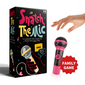 Snatch The Mic - 适合 2-10 人的家庭卡拉 OK 游戏 - Bad Singer 棋盘游戏 - 250 张歌词卡，非常适合趣味游戏之夜、生日派对、家庭团聚破冰游戏、音乐游戏、家庭纸牌游戏
