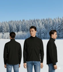 THEGEWA Men's 340gsm Softshell Thermal Jacket With Fleece Lining, Functional Design And Full Zip, 11 Colors Available, Perfect For Outdoor Use And Customization - Available S To 3XL - MARNAULA - Black - View 3