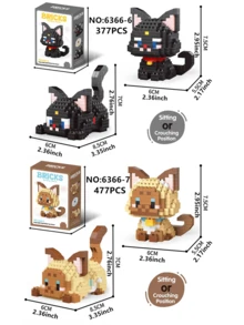 1pc Cute Cat Series Cartoon Figurine Plush Doll (Tabby Cat/Calico Cat/Cow Cat/Black Cat/Ragdoll Cat/Siamese Cat) Animal Model DIY Assembling Building Blocks Home Decor Birthday/Halloween/Christmas Gift Cat, Building Blocks, Halloween,Littlest Pet Shop,Number Blocks,Doll - Multicolor - View 11