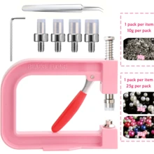 Pearl Handmade Beading Embellishment Tool Kit, Pearl Rivet Fixing Machine, DIY Handmade Pearl Inlay Machine, Includes Beads, Rivets, Screws, Tweezers, Wrench, Tray, Suitable For DIY Crafts, Jewelry Making