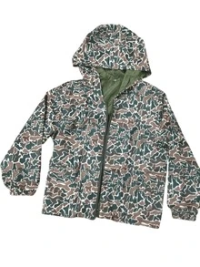 Camo Windbreaker For Men,Full Zip Up Windproof Jacket Waterproof Lightweight - 軍綠色 - 查看 1