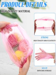 100片装食品保鲜膜，淋浴喷头罩，多功能收缩袋，加厚厨房食品保鲜膜，冰箱食品保鲜罩，弹性拉伸罩，桌面食品保温罩，食品储存袋 - 彩色 - 查看 9