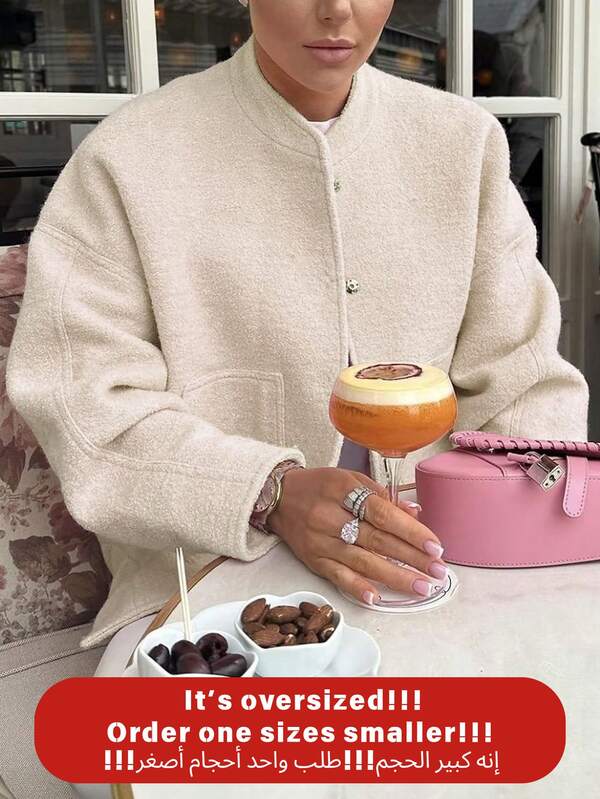 Fall Women Clothes Oversized Jacket Casual Button Outwear Pockets Back To School Night Out