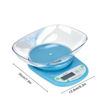 Báscula de cocina con recipiente extraíble de 5 kg/1 g: báscula digital de precisión para alimentos con recipiente y función de tara, ideal para hornear, cocinar, medir ingredientes y planificar. - Azul - Ver 11