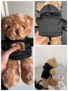 1pc Teddy Bear Figurine, With Customized Text + Image, Funny Gifts, Doll Clothes, Bedroom Decor, Christmas Gifts, Birthday Decorations, Personalized Gifts, Suitable For College Dormitory Decoration, Halloween Decoration, Home Decoration, Wedding Decoration, Car Decoration, Baptism, Christmas Decoration, Gifts For Women