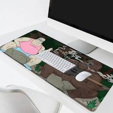 Funny Cartoon Mouse Pad Orangutan Mousepad Extended Desk Mat Non-Slip Rubber Base Stitched Edge Large XL Desk Pad For Desk Laptop Desktop 35.4x15.7 Inch For Home Office Gamer