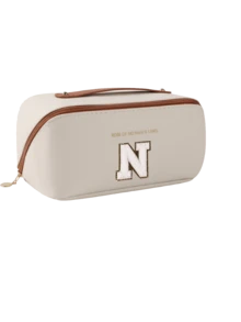 Premium PU Travel Makeup Bag, Embroidered A-Z Letters On Towel, Large Capacity Multi-Layer Makeup Bag, Zipper Pocket, Multi-Functional Waterproof Portable Travel Organizer Bag, Makeup Brush Set, Cosmetics Storage, Travel Accessories Makeup Bag, Toiletry Bag, Unisex - Multicolor - View 15