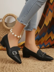 Women's Flat Slip-On Shoes, Quilted Elegant Commuter Bohemian Casual Lolita Style Patchwork Elastic Band, Suitable For Party, Office, Gym, Outdoor, All Seasons,Loafers - Black - View 4