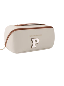 Premium PU Travel Makeup Bag, Embroidered A-Z Letters On Towel, Large Capacity Multi-Layer Makeup Bag, Zipper Pocket, Multi-Functional Waterproof Portable Travel Organizer Bag, Makeup Brush Set, Cosmetics Storage, Travel Accessories Makeup Bag, Toiletry Bag, Unisex - Multicolor - View 14