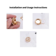 مجموعة زر كريستال أنيق - أزرار أكمام معدنية ذهبية للنساء للبلوزات والفساتين، بدون الحاجة للخياطة، هدية إكسسوار موضة، ملابس رسمية - متعدد الألوان - مشاهدة 6