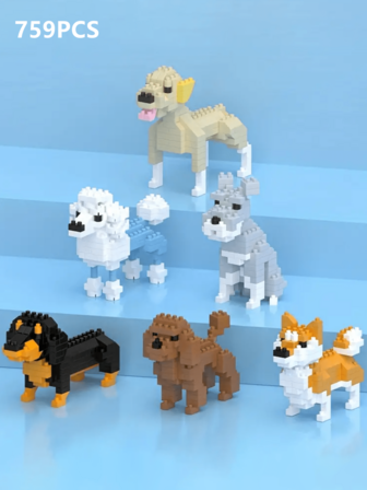 1pc Cartoon Mini Animal Dog Building Blocks Toy, Including Dachshund, Labrador, Schnauzer, Shiba Inu, Poodle, Teddy, Great As Diy Assembly Educational Toy, Home Decor Or Birthday Gift For Pet Dog Lovers Room Decoration