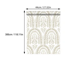 1 Roll Bohemian Style Self-Adhesive Wallpaper - Vintage Geometric Floral, Peel And Stick Wallpaper, Waterproof And Removable Decorative Sticker, Suitable For Living Room, Bedroom, Background Wall, Cabinet, Bookshelf, Furniture Renovation, Hostel Entrance, Corridor, DIY Transformation - Multicolor - View 12