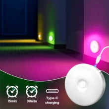 1个/3个/6个 RGB 变色夜灯，LED 卧室夜灯，多色可变橱柜灯，带遥控器，变色夜灯，带调光器和定时器的夜灯，适用于橱柜、架子、楼梯、走廊、浴室（250mAh） - USB+遙控 - 查看 10