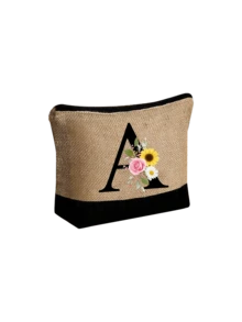Personalized Floral Letter Linen Canvas Tote Bag Set, A-Z Letter Large Capacity Tote Bag With Matching Small Pouch, Suitable For Carrying Daily Essentials, Groceries, Travel Items, For Women, Fashion Lovers, Personalization Enthusiasts, Great For Daily Use, Shopping, Beach Travel, Adding Fashionable Personalized Accent To Outfits, Christmas/New Year Gift - Multicolor - View 33