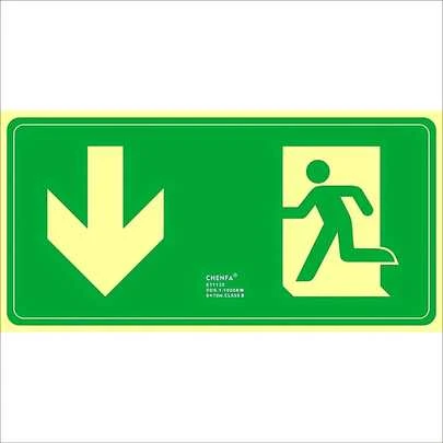1pc Glow-In-The-Dark Emergency Exit Sign - Durable PE Material, Green Frame White Arrow, Suitable For Workshop, Office, Public Places Fire And Evacuation Indication, Workshop Safety Equipment | Luminous Sign | Green Frame Sign