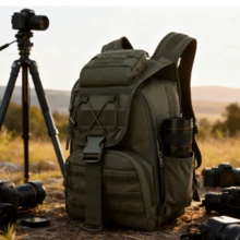 Mochila deportiva táctica: mochila para ordenador portátil de uso diario, unisex, con múltiples compartimentos, fabricada en poliéster resistente, ideal para senderismo, pesca, gimnasio, con detalles a rayas, mochila para fitness | Mochila de moda | Correas seguras, mochila de senderismo. Adecuada para viajeros, campistas, amantes de la naturaleza y aficionados al fitness. - Verde militar - Ver 2