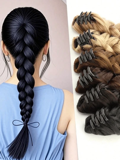 Synthetic 14Inch Grap Claw Clip On Braided Ponytail Hair Extensions Braids Pony Fake Hairpiece For Women All Hairstyles For Daily Use