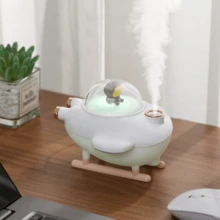Humidificador rosa y blanco con forma de avión. - Humidificador ultrasónico de vapor frío con funcionamiento silencioso y apagado automático. Ideal para dormitorios, escritorios, oficinas, guarderías y decoración del hogar. - Blanco - Ver 4