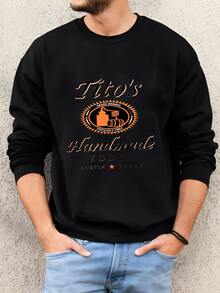 Mens Tito Crewneck Sweatshirt, Tito's Handmade Vodka Sweatshirt, Austin Texas Label Sweater, Vodka Alcohol Sweatshirt, Tito's Fan Gift Sweatshirt - 黑色 - 查看 2