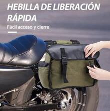 Bolsa de viaje universal para motocicletas, bicicletas y scooters. Apta para motocicletas, ciclomotores y scooters. Bolsa lateral. Bolsa de viaje universal para motocicletas o scooters. Bolsa lateral para motocicletas. Bolsa de viaje impermeable para motocicletas. Bolsa de equipaje portátil. Accesorios universales para motocicletas. - Verde Oliva - Ver 6