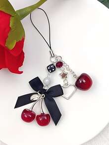 1pc Mobile Phone Pendant, Cute Cherry Mobile Phone, Suitable For Camera, Key Chain, Bag Pendant Decoration, Can Be Given To Friends, Girlfriend Gifts.