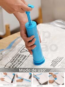 Kit Of 10 Vacuum Storage Bags For Clothes, 3 Sizes: 5 - 50x60cm / 3 - 60x80cm / 2 - 70x110cm For Travel + 1 Manual Pump - 無色 - 查看 8