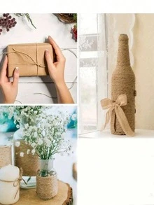 1 Roll Natural Jute Rope, 100m/Roll, Used For Gardening Handmade Woven Photo Wall Decor Net, Hang Tag Bundling Rope, Lamp Shade, Weaving, Bottle & Jar Wrapping, Crafts, Gift Box Packaging, Wedding, Party Decoration And DIY Craft - Multicolor - View 7