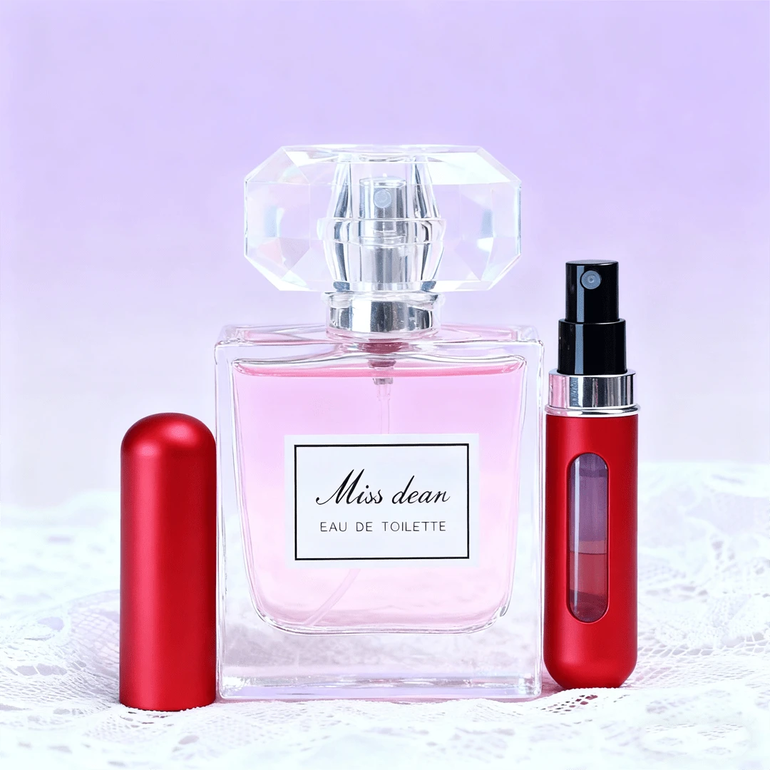 1PC Women's Perfume Spray With Free Portable Perfume Refill Bottle, Perfume Sweet Body Spray 45ml Pink Penoy And Apricot Fruit Sicilian Orange Perfume Long-Lasting Spray, Perfect For Mother's Day, Birthday Party, Wedding, Summer Vacation Beach Outdoor Sports Christmas Gift. - 花卉印花 - 查看 1