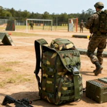 Mochila deportiva táctica: mochila para ordenador portátil de uso diario, unisex, con múltiples compartimentos, fabricada en poliéster resistente, ideal para senderismo, pesca, gimnasio, con detalles a rayas, mochila para fitness | Mochila de moda | Correas seguras, mochila de senderismo. Adecuada para viajeros, campistas, amantes de la naturaleza y aficionados al fitness. - camuflaje verde - Ver 8