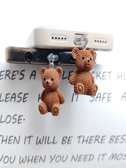 1 chiếc mặt dây chuyền hình gấu dễ thương dùng để chặn bụi bụi trên điện thoại, phụ kiện trang trí điện thoại, phù hợp với các cổng điện thoại Lightning (5-14)/Android/Type-C, món quà hoàn hảo cho người yêu gấu.