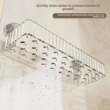 Suction Cup Bathroom Shelf, Wall-Mounted Hole-Free Mirror Storage Rack, Suitable For Bathroom, Vanity, Cosmetics Storage, Easter Decoration, Home Kitchen Bathroom Renovation Supplies Bathroom Accessories - Multicolor - View 4