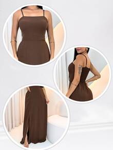 Women's Dress For Parties And Events, Weddings, Day And Night Ceremonies, Bridal Showers, Civil Ceremonies, Christenings, Baptisms, Gender Reveal Parties, And Engagements. - 鏽棕色 - 查看 4