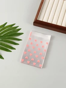 100pcs Heart-Shaped Clear Self-Sealing Bags - Waterproof, Reusable Plastic Gift Bags For Parties And Events - Multicolor - View 7