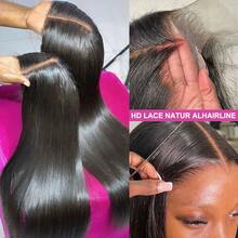 Peruca Frontal de Renda HD 13x4 - Densidade de 200% Cabelo Humano Misturado Liso, Pré-Arrancado com Cabelo de Bebê, Nós Branqueados, Design Sem Cola Pronto para Usar para Iniciantes, Estilo Elegante para Mulheres