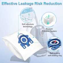 1/3/8/12个装 3D 吸尘袋，3D Airclean GN 真空吸尘器袋，兼容 Miele Classic C1、Complete C1、Complete C2、Complete C3、S227、S240、S270、S400、S2、S5、S8 系列卧式吸尘器 - 彩色 - 查看 3