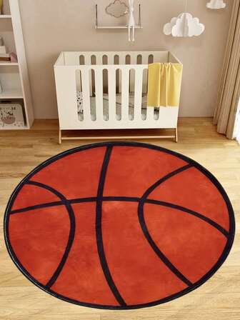1 pieza Alfombra redonda de área de baloncesto navideño vibrante - Alfombra decorativa, decoración de dormitorio, alfombra pequeña, alfombra, decoración del hogar, alfombra de sala de estar, alfombra pequeña de sala de estar, alfombra de dormitorio, decoración del hogar de sala de estar, alfombra de exterior, alfombra lavable