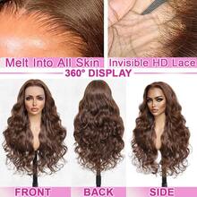 34 Zoll 200% Dichte Körperwelle 13x4 Lace Front Perücken Menschliches Mischungshaar Vorgezupft #4 Braun mit Baby Haar 200% Dichte Brasilianisches Jungfernhaar Mischungshaar Perücken für Frauen Party Täglicher Gebrauch Natürliche Haargrenze