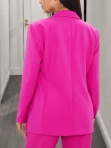 女士时尚纯色翻领西装外套，通勤和日常穿着皆宜，秋冬季款