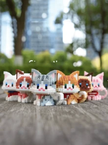 1pc Cute Cat Series Cartoon Figurine Plush Doll (Tabby Cat/Calico Cat/Cow Cat/Black Cat/Ragdoll Cat/Siamese Cat) Animal Model DIY Assembling Building Blocks Home Decor Birthday/Halloween/Christmas Gift Cat, Building Blocks, Halloween,Littlest Pet Shop,Number Blocks,Doll - Multicolor - View 6