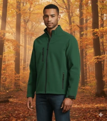 THEGEWA Men's 340gsm Softshell Thermal Jacket With Fleece Lining, Functional Design And Full Zip, 11 Colors Available, Perfect For Outdoor Use And Customization - Available S To 3XL - MARNAULA - Dark Green - View 5