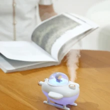 Humidificador rosa y blanco con forma de avión. - Humidificador ultrasónico de vapor frío con funcionamiento silencioso y apagado automático. Ideal para dormitorios, escritorios, oficinas, guarderías y decoración del hogar. - Blanco - Ver 3