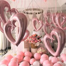 2pcs Large Hollow Heart Shaped Balloons - Pink, Gold, Silver, Red, Blue, Magenta, Suitable For Wedding, Anniversary, Birthday, Valentine's Day Party Decorations - Helium Ready, Ideal For Couple Engagement, Wedding Arch, Balloon Release, Wedding Party, Party Decor - 彩色 - 查看 3