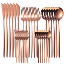 Christmas 30pcs Rose Gold Stainless Steel Flatware Cutlery Set Home Decor New Year Gift - Rose Gold - View 6