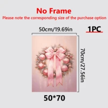 1 pieza, Guirnalda rosa festiva, arte de pared, decoración navideña de pared, arte de pared suave de invierno, póster navideño adorable y femenino, perfecto para Navidad, ideal para decoración de habitación, decoración navideña del hogar, arte de pared, pósteres, arte de pared con marco - Lienzo (marco opcional)