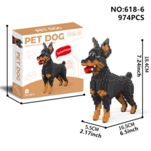 1 件卡通积木动物狗（松狮犬/斗牛犬/贵宾犬/猎犬/腊肠犬/斗牛犬/杜宾犬/猎犬）宠物伴侣 DIY 创意和教育积木玩具，生日礼物房间装饰，法国斗牛犬，狗玩具，积木，法国斗牛犬，积木，杜宾犬 - 彩色 - 查看 19