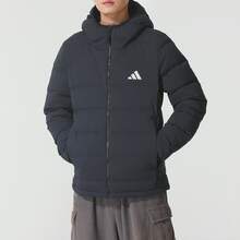 Adidas 600-Fill Down Hooded Jacket, Warm, Water-Resistant, Windproof, Stylish, Comfortable, Minimalist, Solid Color, Men's - Black - View 3