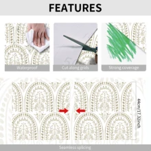 1 Roll Bohemian Style Self-Adhesive Wallpaper - Vintage Geometric Floral, Peel And Stick Wallpaper, Waterproof And Removable Decorative Sticker, Suitable For Living Room, Bedroom, Background Wall, Cabinet, Bookshelf, Furniture Renovation, Hostel Entrance, Corridor, DIY Transformation - Multicolor - View 11