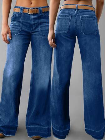 Nya jeans med breda ben för kvinnor Långa jeans av hög kvalitet Fashionabla fritidsbyxor Bekväm passform för alla årstider Snygga vardagskläder